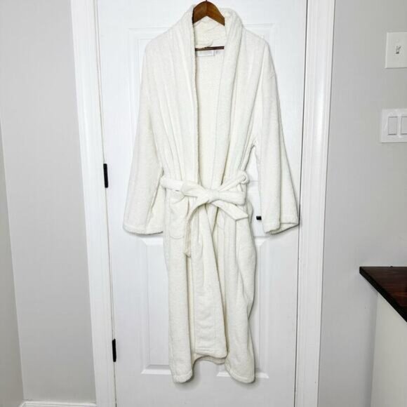 Restoration Hardware L/XL Unisex White Terrycloth Belted Robe - Picture 1 of 5